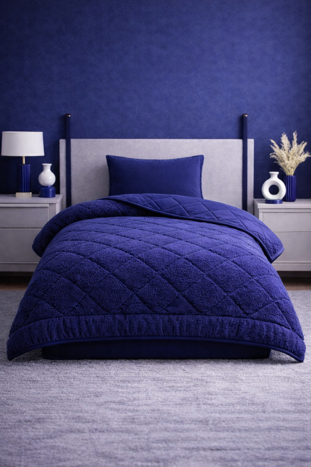 Tek Kişilik Deep Blue Welsoft Uyku Seti | Yorgan + 1 Yastık Kılıfı